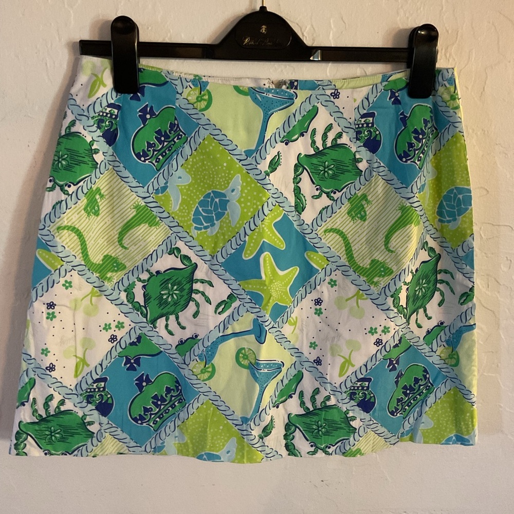 Lilly Pulitzer Sea Life Patchwork Mini Skirt - Blue & Green